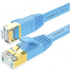 SAMZHE 1 10M CAT7 STP 10Gbps Blue Flat RJ45 Ethernet Patch Cable Networking LAN Cable