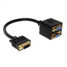 VGA Male to 2 VGA Female Splitter Cable  Length  30cm  Black