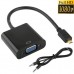 Full HD 1080P Micro HDMI Male to VGA Female Video Adapter Cable with Audio Cable  Length  22cm   Black