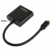 Full HD 1080P Micro HDMI Male to VGA Female Video Adapter Cable with Audio Cable  Length  22cm   Black