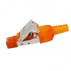 Tool  free Assembly RJ  45 Connector Modular Plug  STP Cat6a Gigabit Shielding  Orange